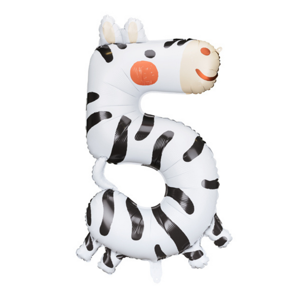 Fóliový balónek 98 cm – Číslo 5 Zebra