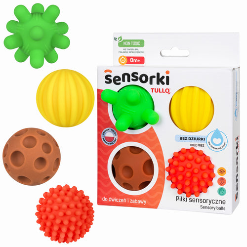 Senzorické míčky 4 kusy bez otvoru