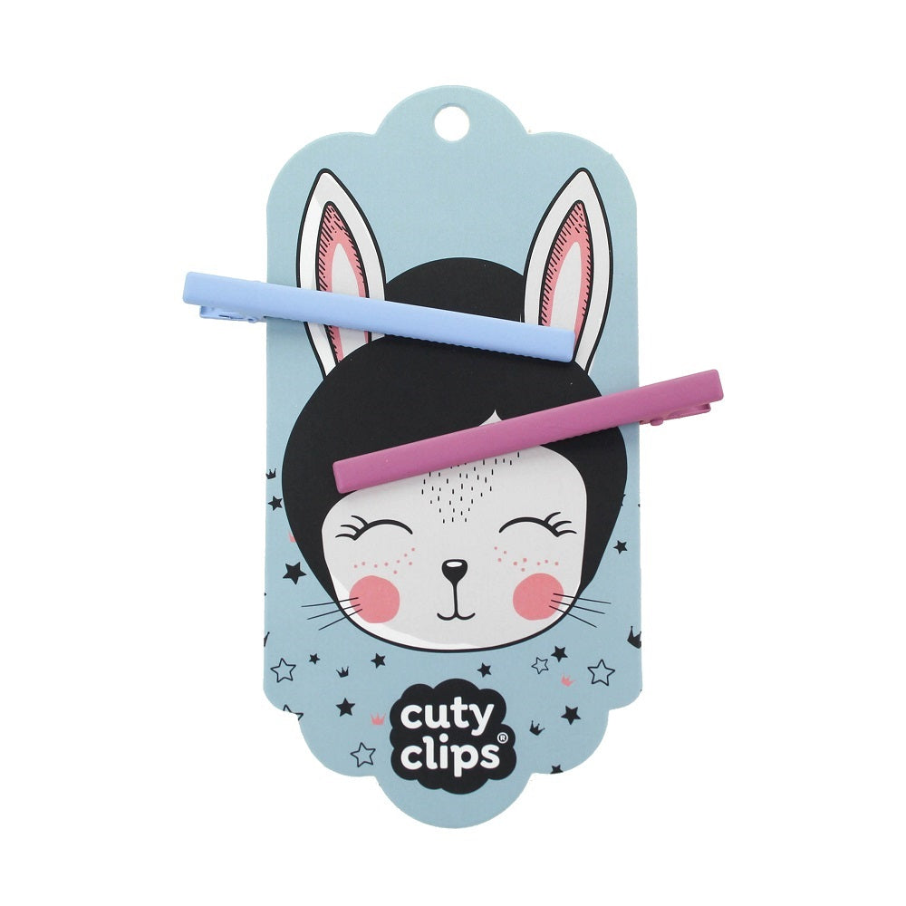 Sponky do vlasů Cuty Clips – Moon Rabbit Modro-růžové