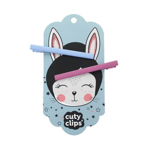 Sponky do vlasů Cuty Clips – Moon Rabbit Modro-růžové