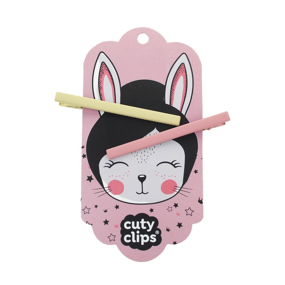 Sponky do vlasů Cuty Clips – Moon Rabbit Žluto-růžové