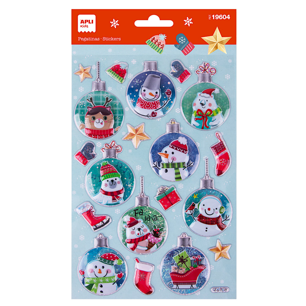 Weihnachtsaufkleber – Weihnachtskugeln, Schneemann - Tublu.de
