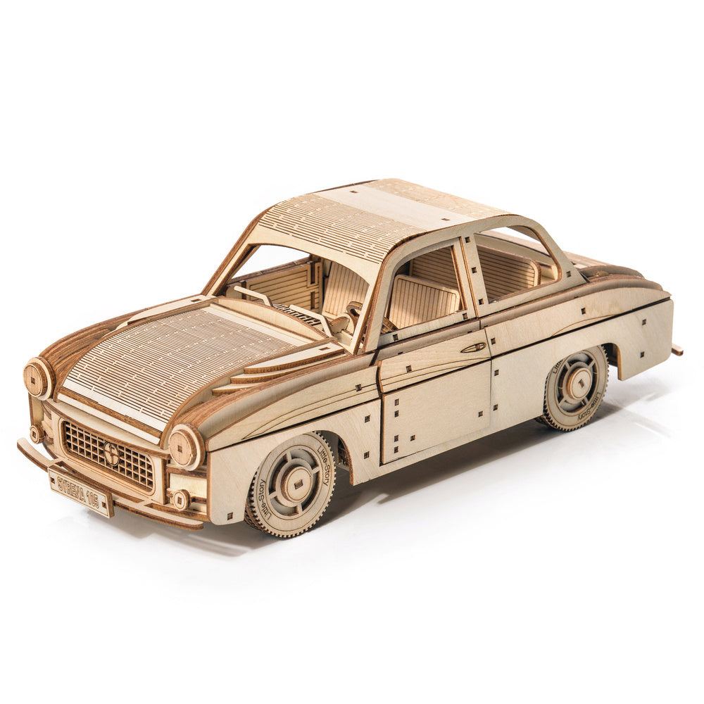 Dřevěné puzzle 3D model – FSO Syrena 105