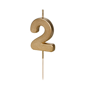 Narozeninová svíčka 4,5 cm – Číslo 2 zlatá