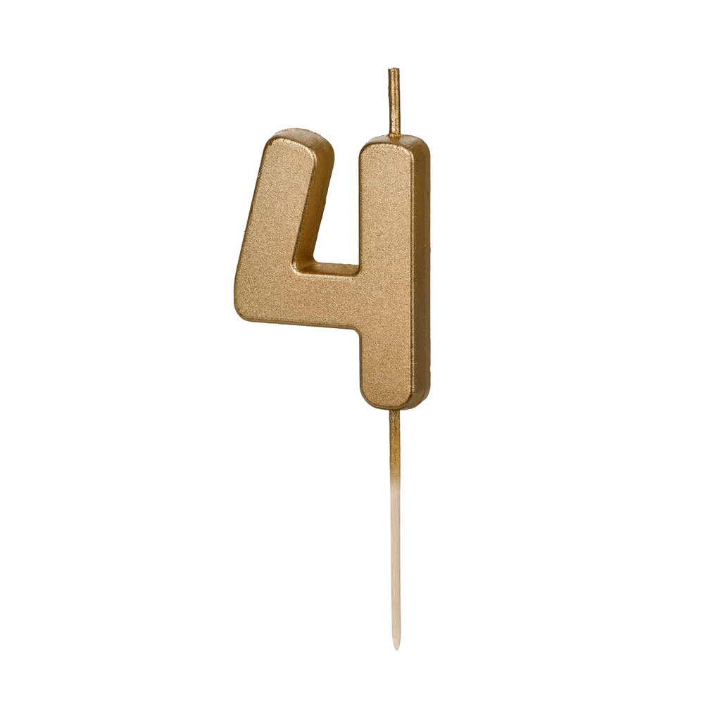 Narozeninová svíčka 4,5 cm – Číslo 4 zlatá