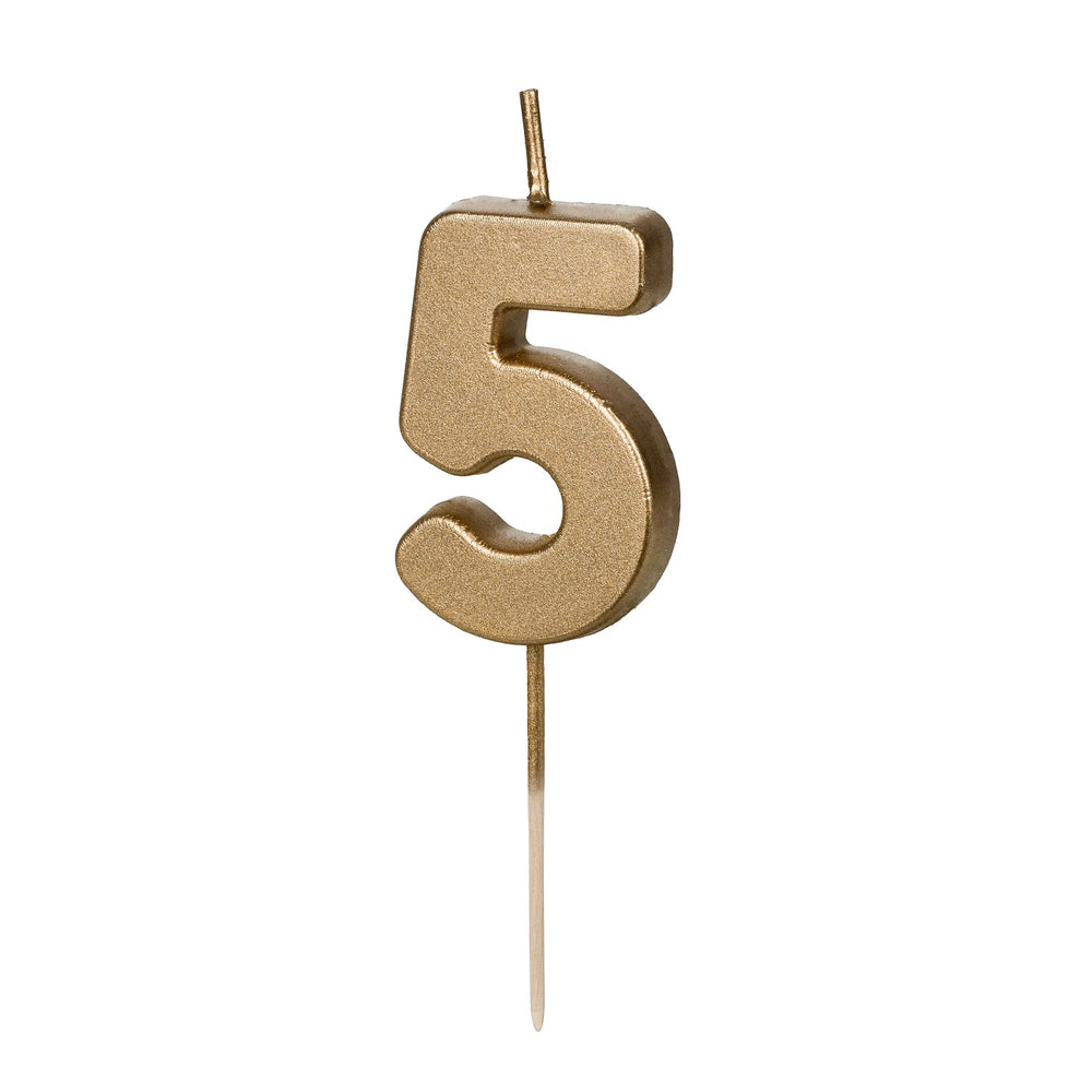 Narozeninová svíčka 4,5 cm – Číslo 5 zlatá