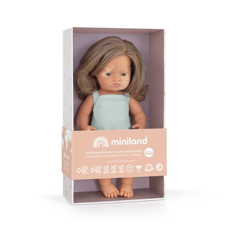 Panenka holčička Colourful Edition Doll – Evropanka tmavovlasá s albinismem 38 cm