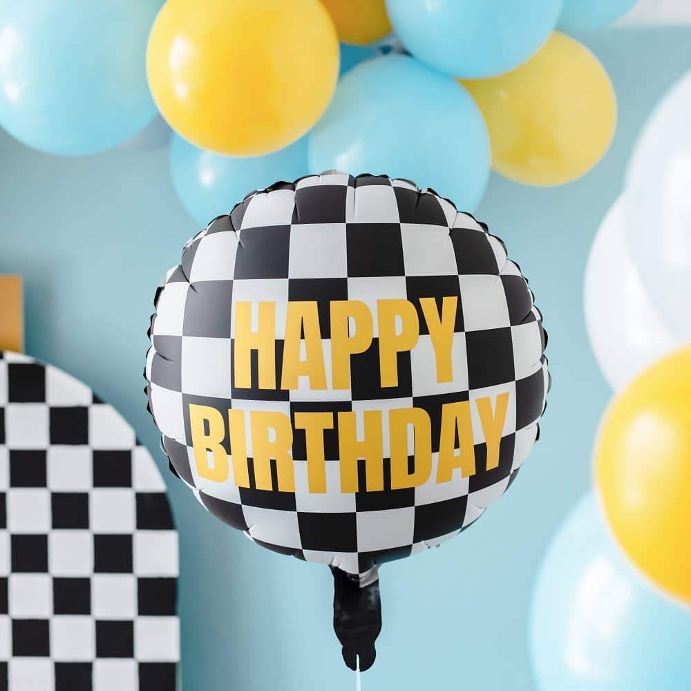Fóliový balónek – Šachovnice Happy Birthday 45 cm