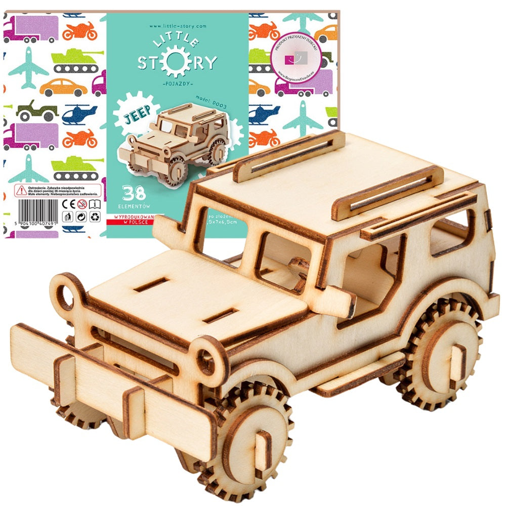 Dřevěné puzzle 3D model – Jeep
