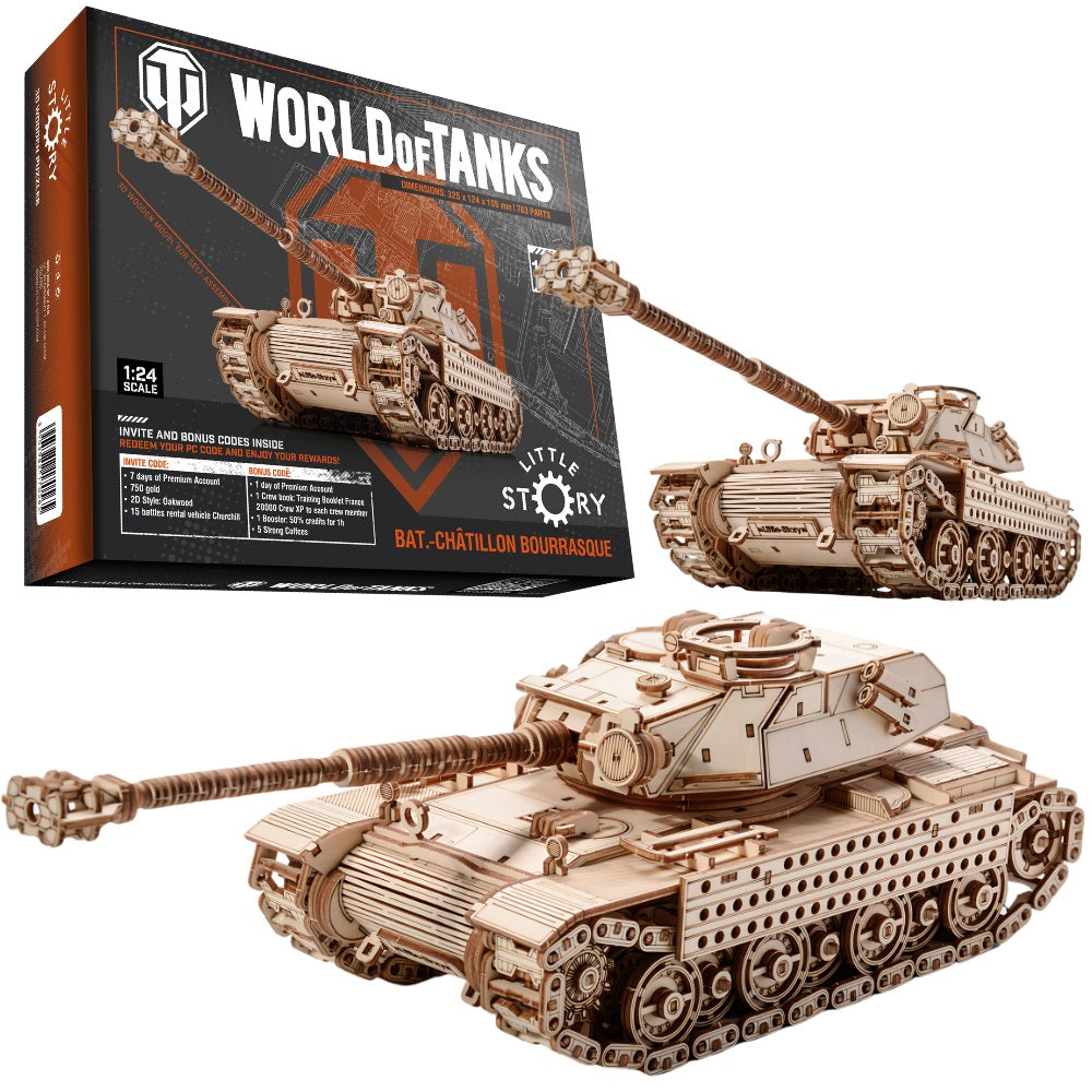 Dřevěné puzzle 3D model – Tank Bat.-Chatillon Bourrasque
