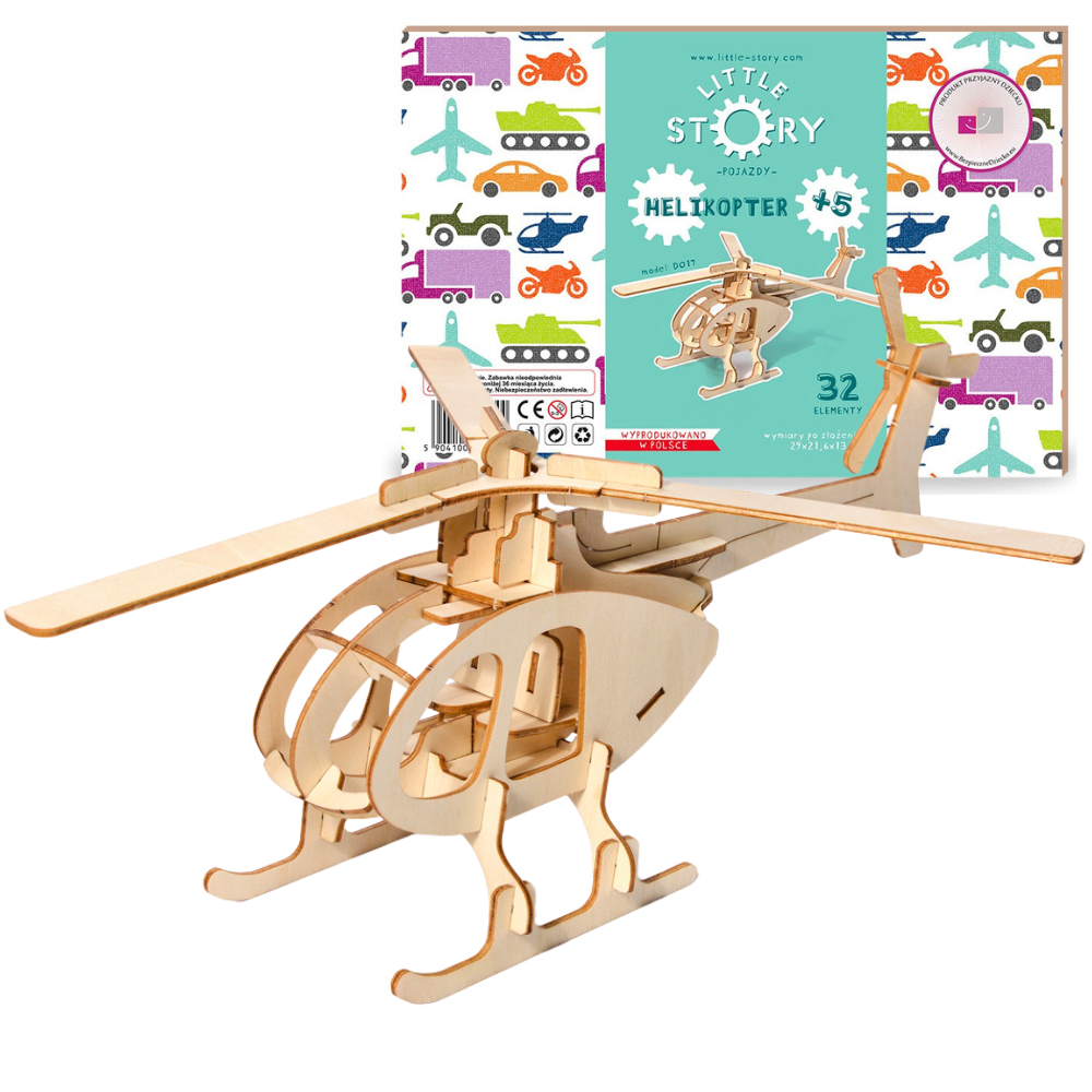 Dřevěné puzzle 3D model – Vrtulník