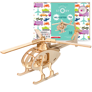 Dřevěné puzzle 3D model – Vrtulník