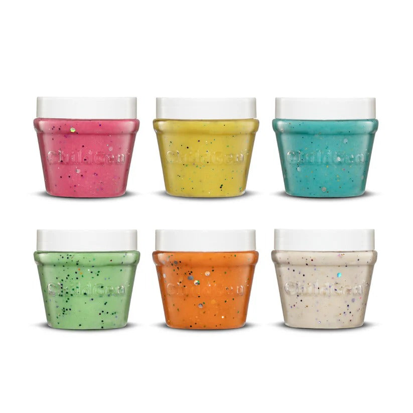 Natürliche Knete in Gläsern – Set mit 6 Glitzerfarben - Tublu.de