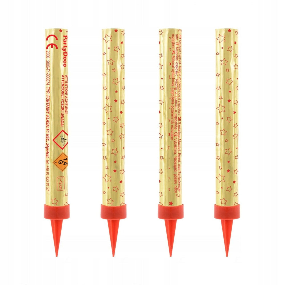 Dortové fontány 12 cm – Zlaté, 4 kusy
