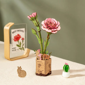 Dřevěné 3D puzzle DIY Růžový karafiát