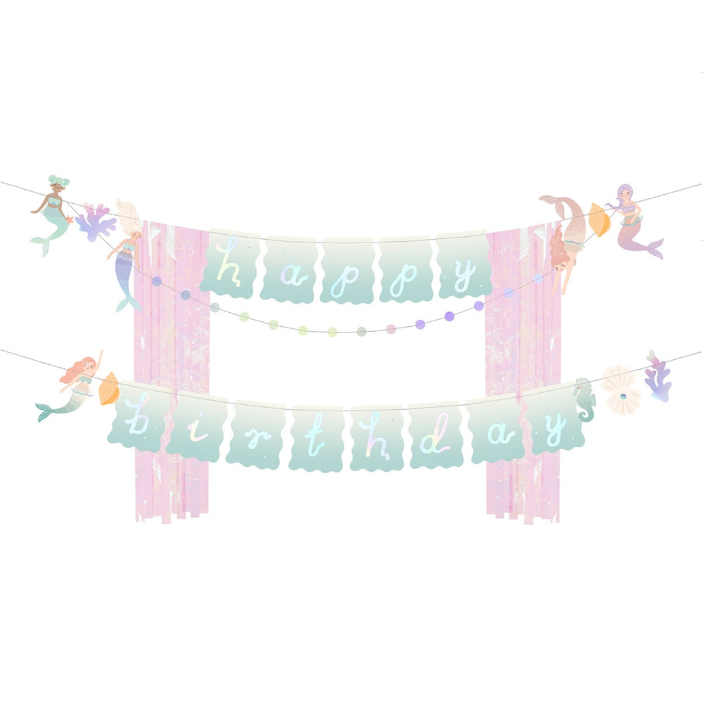 Banner girlanda – Happy Birthday Mořská panna 130 x 100 cm