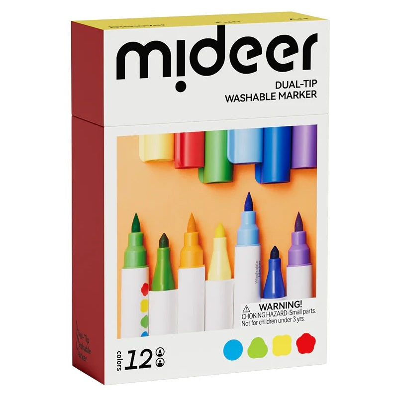 Abwaschbare Marker mit doppelter Spitze – 12 Farben - Tublu.de