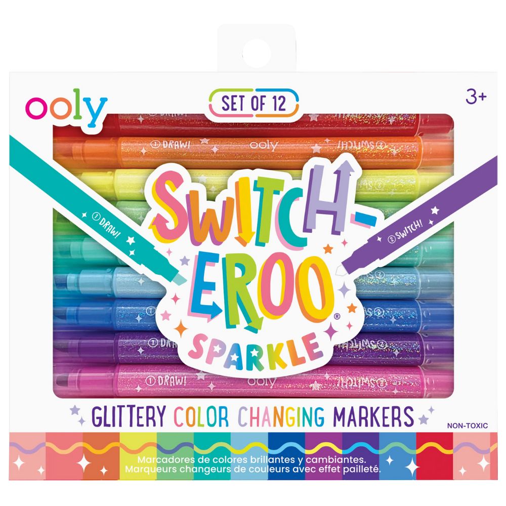 Fixy měnící barvu se třpytkami – Switch-Eroo, sada 12 ks