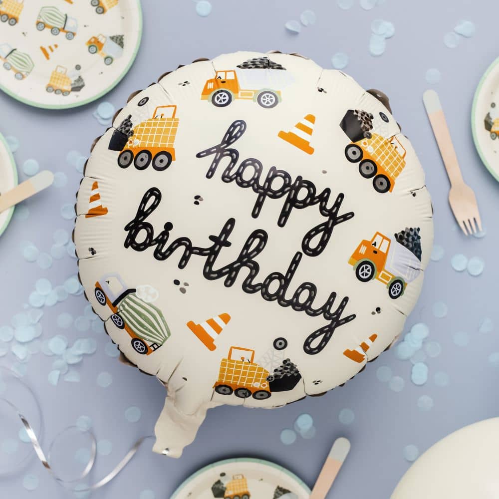Fóliový balónek – Stavební stroje Happy Birthday 45 cm