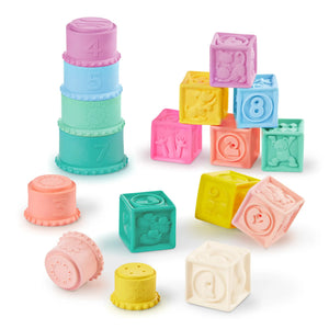 Měkké kelímky a senzorické kostky 2v1 – Stackin’ Squishies 17 dílků