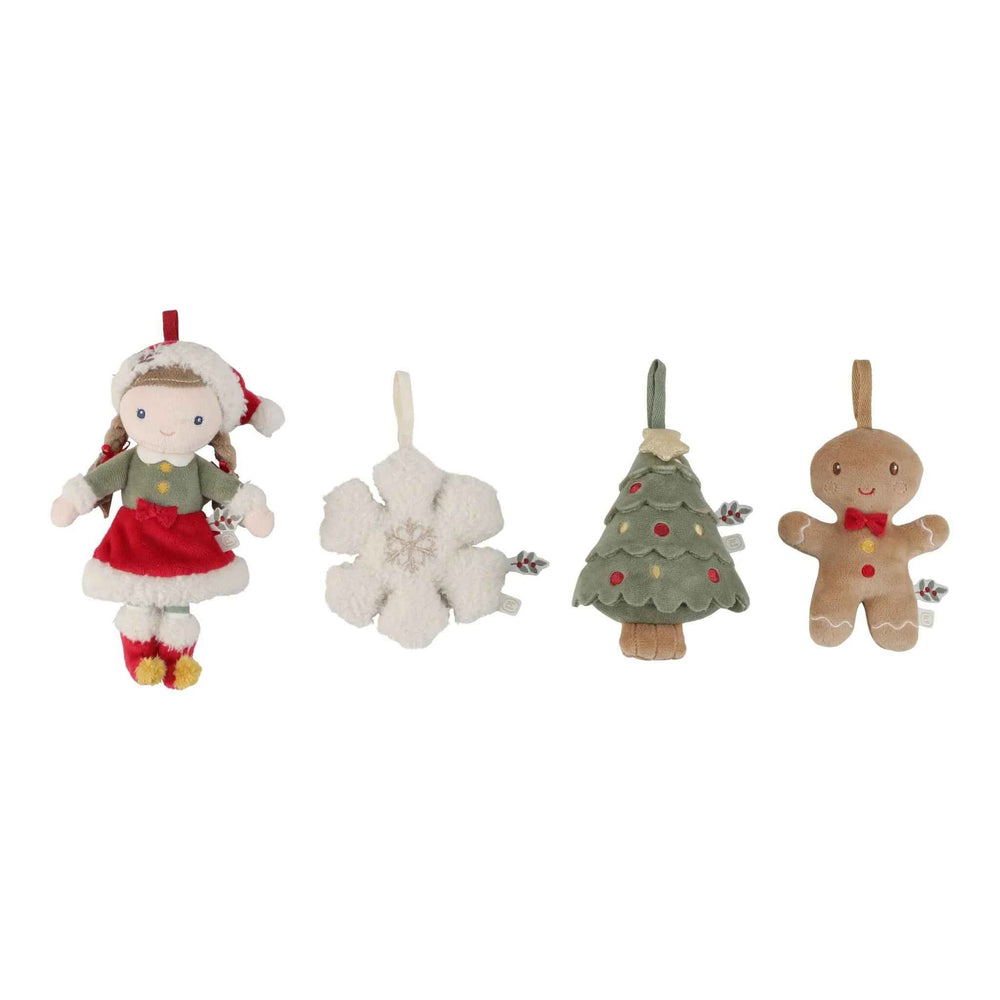 Rosa Weihnachtsanhänger – 4-teiliger Plüsch-Dekoset für den Weihnachtsbaum
