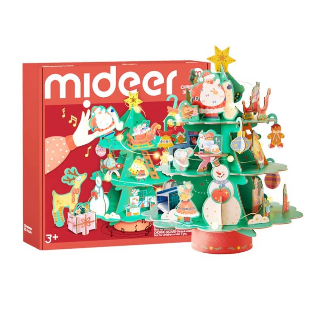 3D vánoční puzzle s otočným mechanismem a hracím strojkem