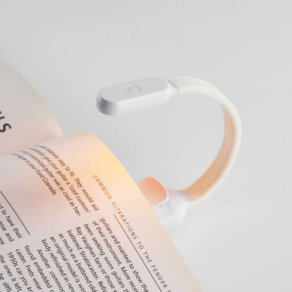 LED lampička na čtení knih s USB připojením – bílá