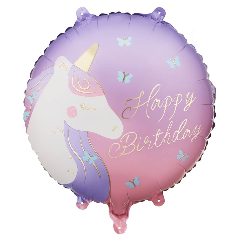 Fóliový balónek – Happy Birthday s jednorožcem 35 x 35 cm