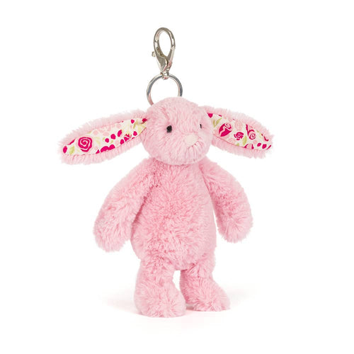 Přívěsek na klíče zajíček – růžový s květinovým vzorem (18 cm)