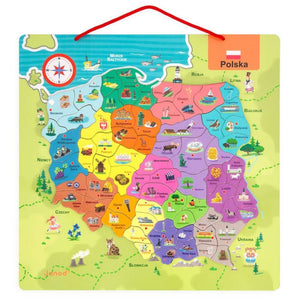 Magnetické puzzle Janod – Mapa Polska, 69 dílků