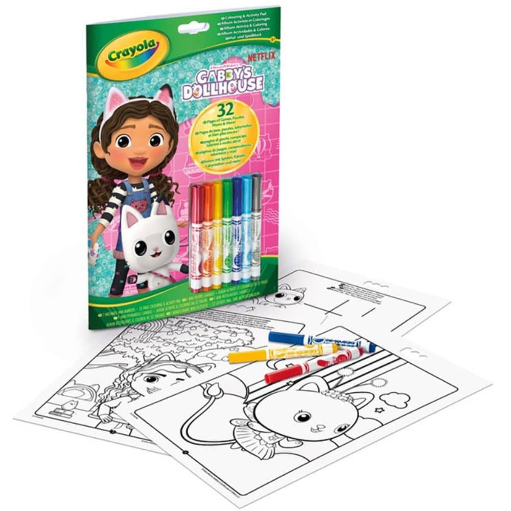 Malovací a luštící knížka s fixami – Gabby's Dollhouse