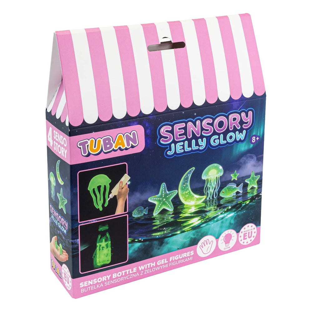 Senzorická láhev s gelovými figurkami – Sensory Jelly Glow