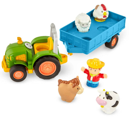 Traktor s přívěsem, zemědělec a zvířata Battat – Farming Fun Tractor