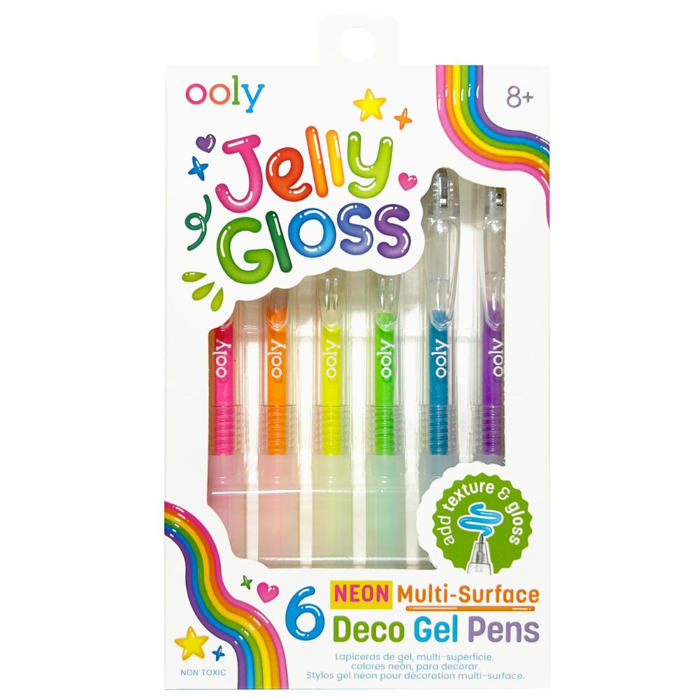 Třpytivé 3D gelové tužky na zdobení skla a plastu – Jelly Gloss, 6 ks