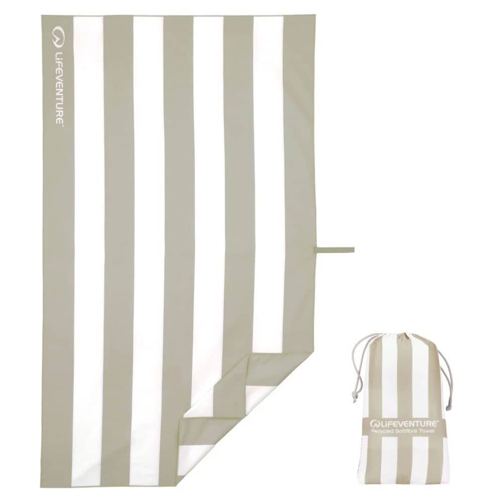 Rychleschnoucí ručník - SoftFibre Recycled, Beige Stripe (150 × 90 cm)