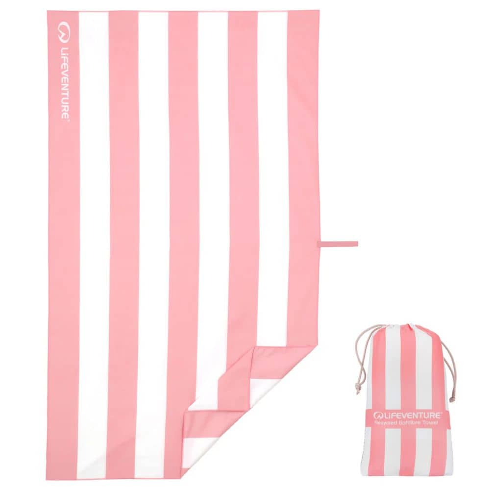 Rychleschnoucí ručník - SoftFibre Recycled, Pink Stripe (150 × 90 cm)