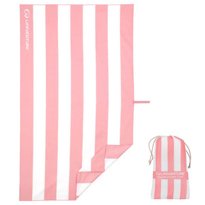 Rychleschnoucí ručník - SoftFibre Recycled, Pink Stripe (150 × 90 cm)