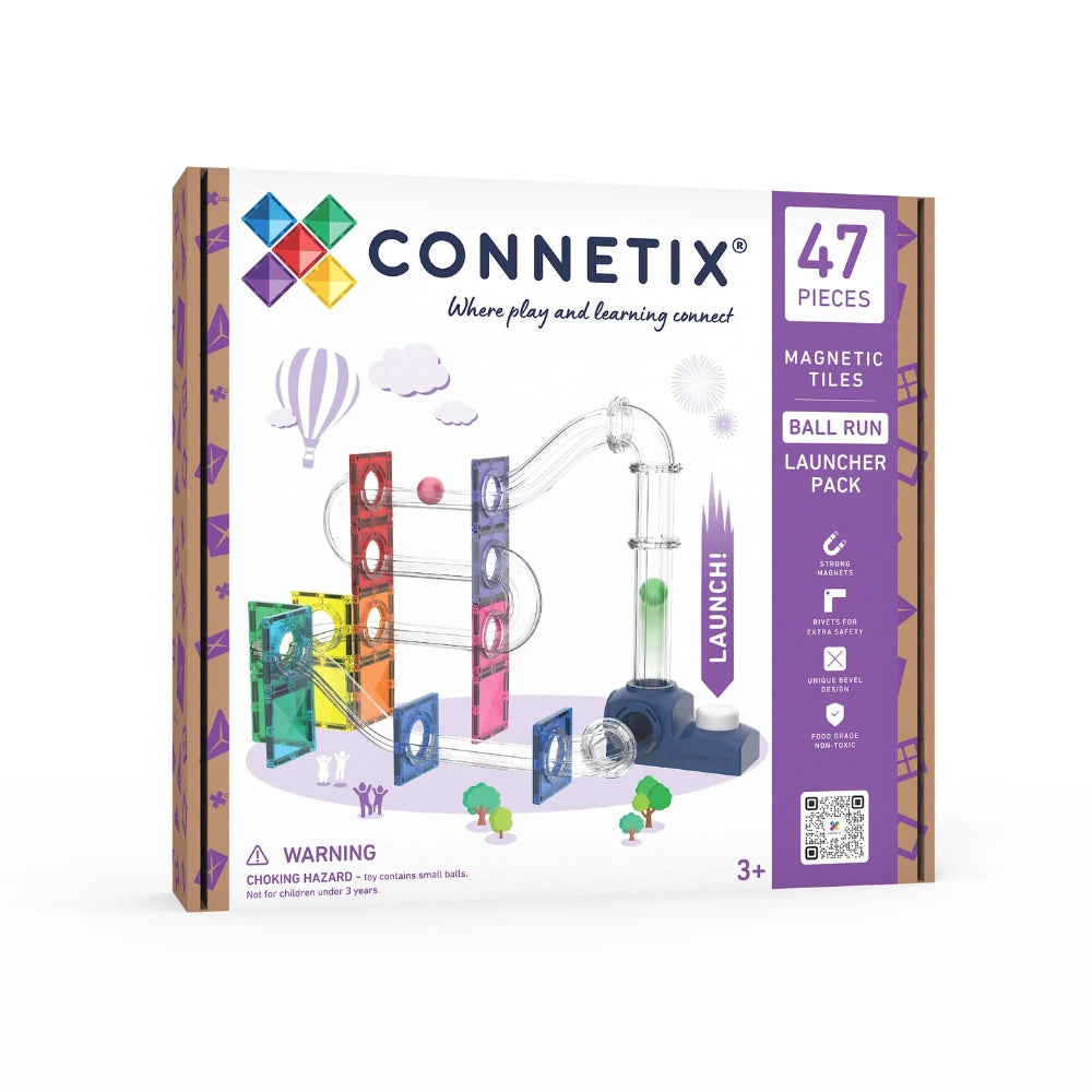 Magnetické stavební kostky – Ball Run Launcher Pack, 47 dílů