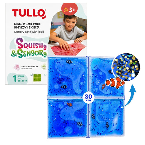 Senzorická hračka na stisknutí - Tullo Squishy senzorický panel s kapalinou - Modrá