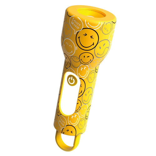 Kinder-Taschenlampe aus Silikon MOB Smiley World in Gelb