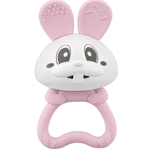 Kousací kroužek chrastítko 2v1 – Králíček Bunny Pink