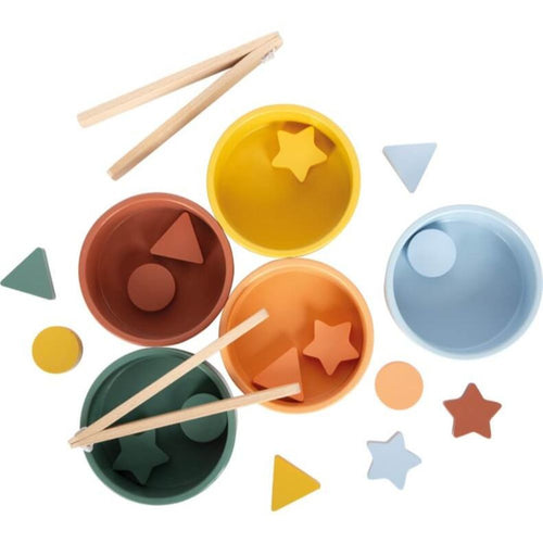 Montessori třídící hra - s kleštěmi (5 misek, 15 prvků)