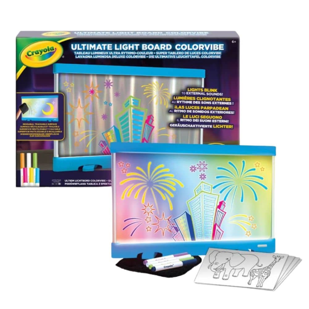 Colorvibe - LED světelná tabule na kreslení s 10 gel-fixami - Modrá