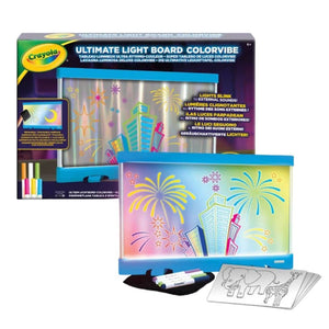 Colorvibe - LED světelná tabule na kreslení s 10 gel-fixami - Modrá