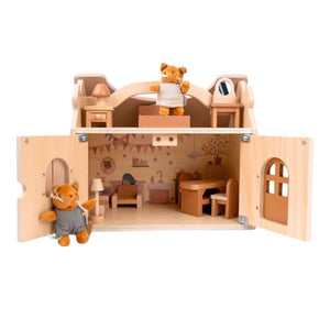 Dřevěný domek pro panenky - Domek pro panenky s veverkou (22 x 28 x 32 cm)