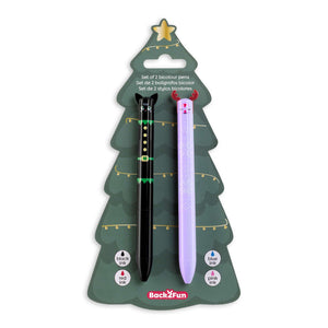 Dvoubarevné vánoční kuličkové tužky Xmas Time – Kočička a Sob (2 kusy)