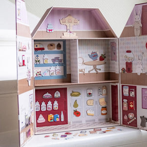 Magnetisches Kaufhaus Rilo von That's Mine, aufgeklappt mit Regalen