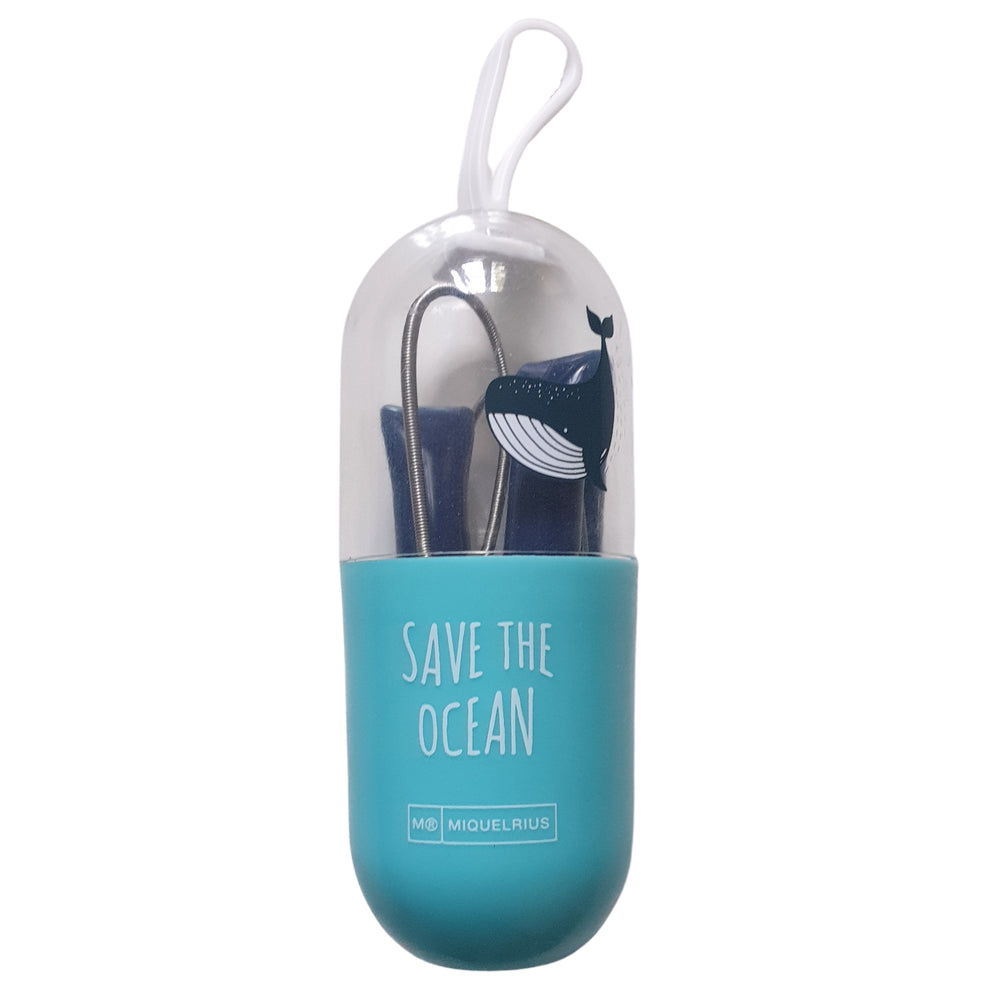 Silikonové brčko Save The Ocean – Tmavě modré