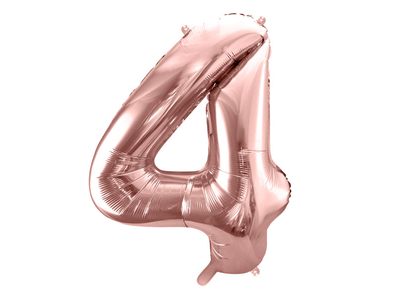 Fóliový balónek 86 cm – Číslo 4 v růžovozlaté (Rosé Gold)