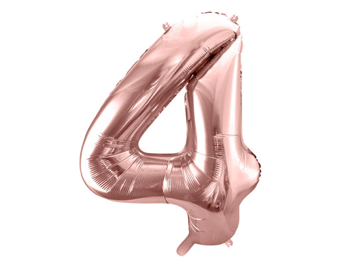 Fóliový balónek 86 cm – Číslo 4 v růžovozlaté (Rosé Gold)